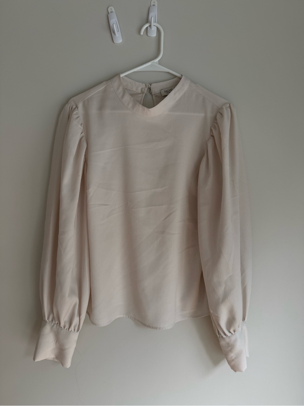 Rachel Zoe Soft Cream Puff-Sleeve Blouse